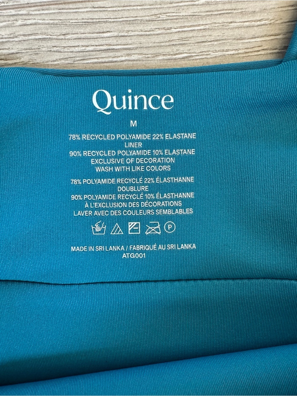 Quince Italian Plunge One Piece Swimsuit Lagoon Teal Blue Size Medium - Picture 5 of 9